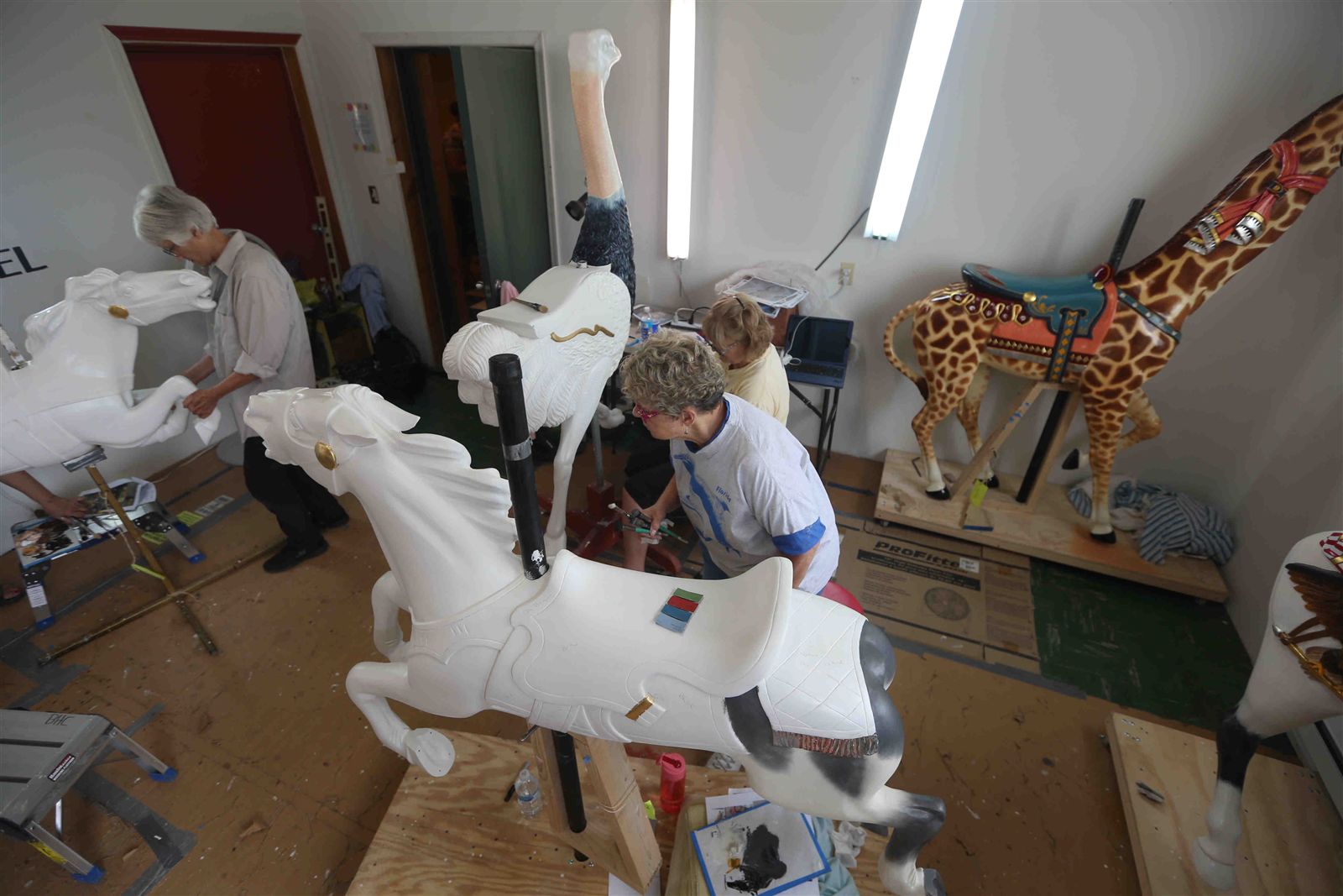 Buffalo Heritage Carousel restoration team's work in progress